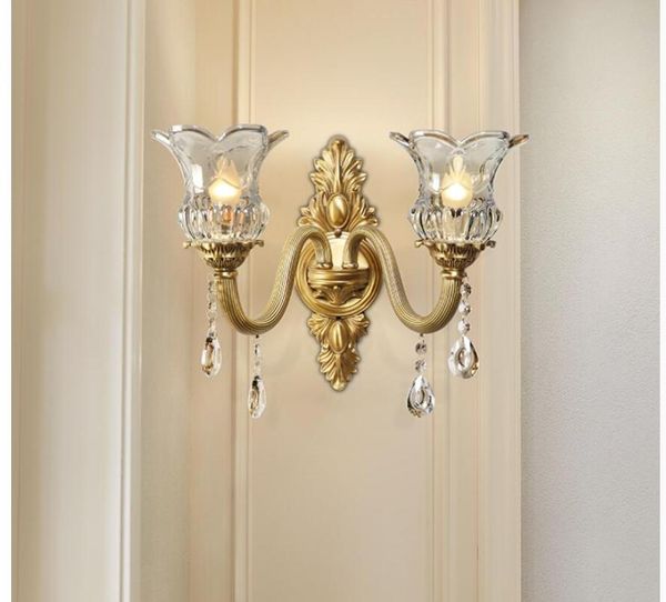 

wall lamp brass e14 european candle style bronze color led indoor sconce with glass shade lustre