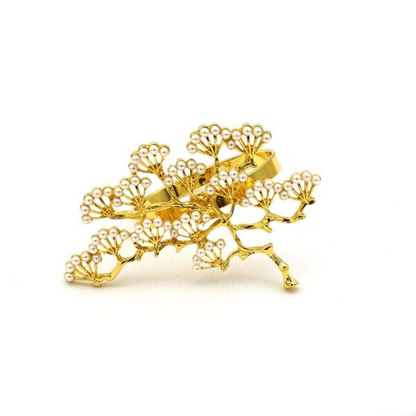 

napkin rings metal alloy pine tree pearl flower ring western food tabledecoration etiquette decorations for el wedding parties