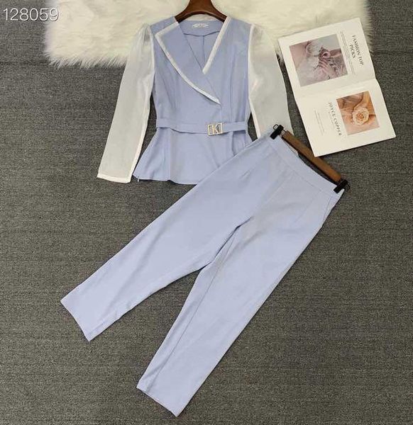 

women's two piece pants w1910 fashion women sets 2021 runway luxury european design party style women's clothing, White