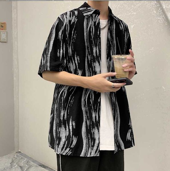 

men's casual shirts plaid shirt male port feng japanese tide brand ins autumn long sleeve korean version of the trend jacket 23, White;black