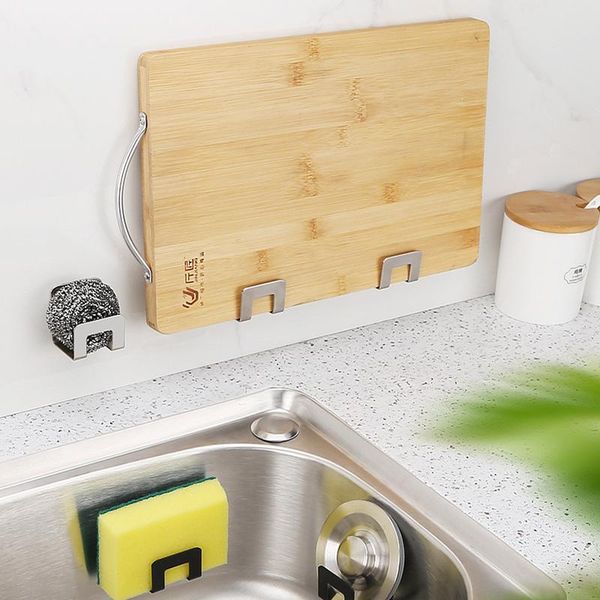 

kitchen storage & organization stainless steel sink sponges holder self-adhesive drainage chopping board scouring pad soap organizer shelf