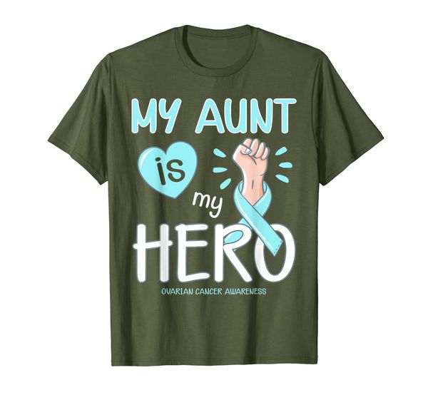 

my aunt is my hero ovarian cancer awareness shirt, White;black