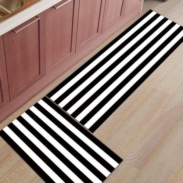 

cushion/decorative pillow 2pcs/set kitchen mat stripes black white simple floor carpet door mats entrance non-slip rug for living room bathr