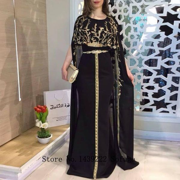 

party dresses black satin moroccan kaftan evening cape appliques elegant women belt arabic muslim special occasion formal, White;black