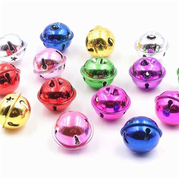 24 pz/pacco 2.4 cm Oro Ferro Sciolto Perline di metallo Jingle Bells Ciondolo Decorazione Di Natale Materiale FAI DA TE Mestiere 211105