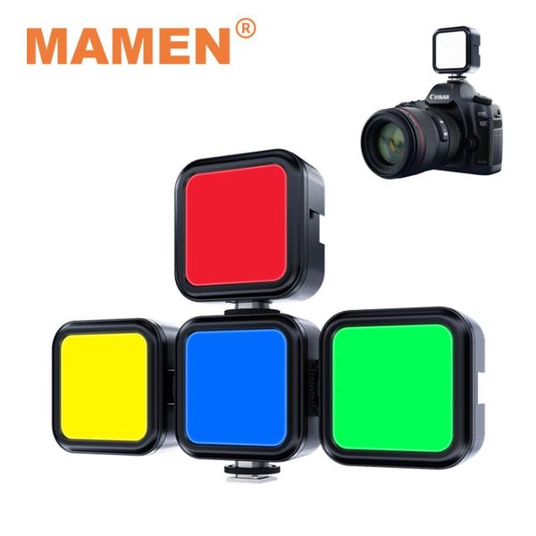 

flash heads mamen 12 colors mini rgb video light bi-color pocket led lamp for youtube selfie vlog camera