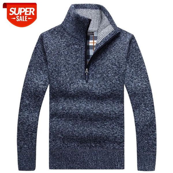 

pullover mens thick warm knitted pullover men sweater solid fashion turtleneck sweaters half zip warm fleece winter coat casual #jc9g, White;black