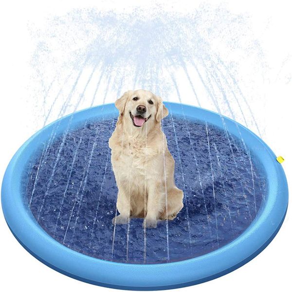 

outdoor swimming poo pet sprinker pad pay cooing spash sprinker mat infatabe water spray pad mat tub for dog summer coo
