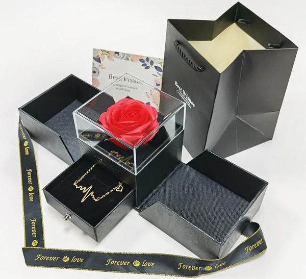

gift wrap flower rose jewelry box girl women earrings necklace lipstick makeup storage for wedding birthday valentines day