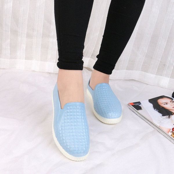 

womens pvc waterproof shoes casual slip on loafers 2019 spring summer non slip female flat shoe rain shoes for woman size 40 i19i#, Black