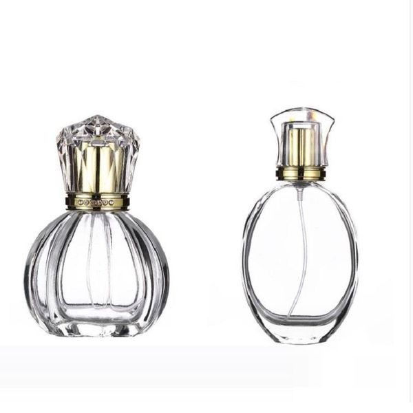

storage bottles & jars 50ml empty clear round flat glass perfume refillable bottle cosmetic perfum packaging gold spray atomizer 8pieces