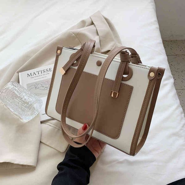 

bag women's bag 2021 new korean mosaic color commuter hand-held shoulder with foreign texture and large capacity tote