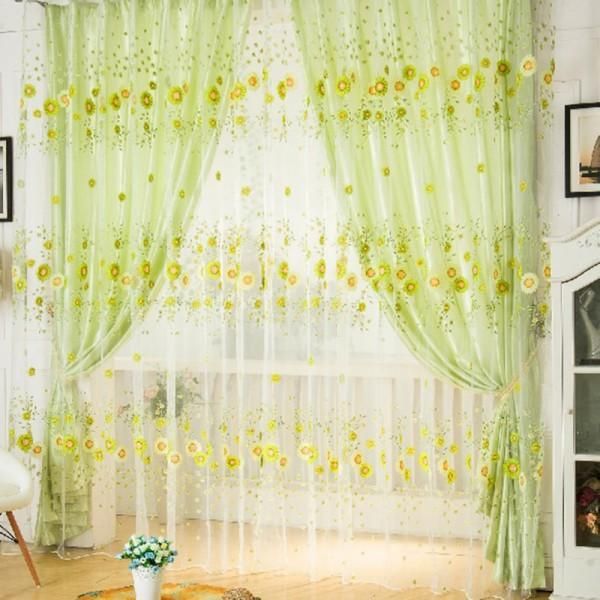 

curtain & drapes 1 x 2m romantic floral tulle door window drape panel voile valances scarf sheer fashion
