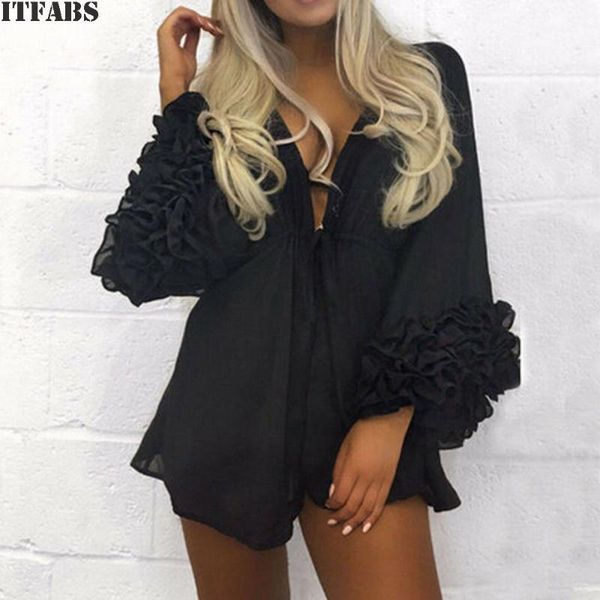 

women chiffon flower multi ruffles sleeve mesh see through beach cardigan bikini cover up wrap sundress mini dress cover-ups, White;black