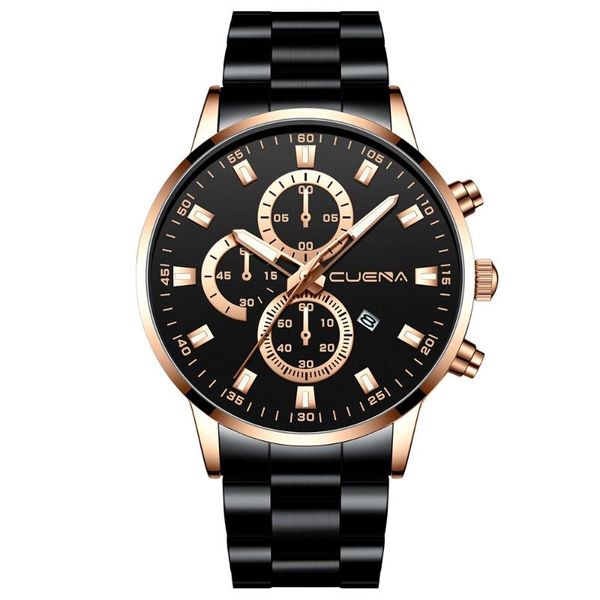 

wristwatches cuena men fashion business watch stainless steel analog date sport quartz wrist casual military, Slivery;brown