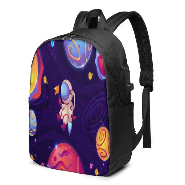 

backpack teenage for school boy girl colorful galaxy bag usb charging bookbag