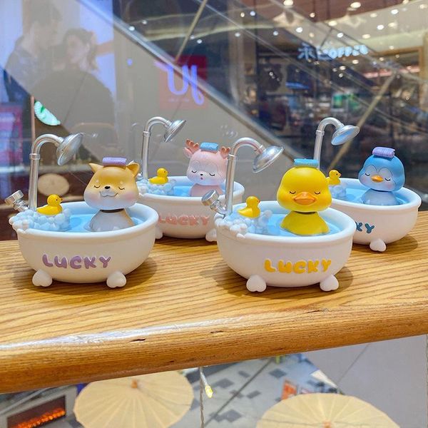 

keychains lovely happiness soap bath car ornaments key chains shaking head duck doll home office table decoration 2021, Silver