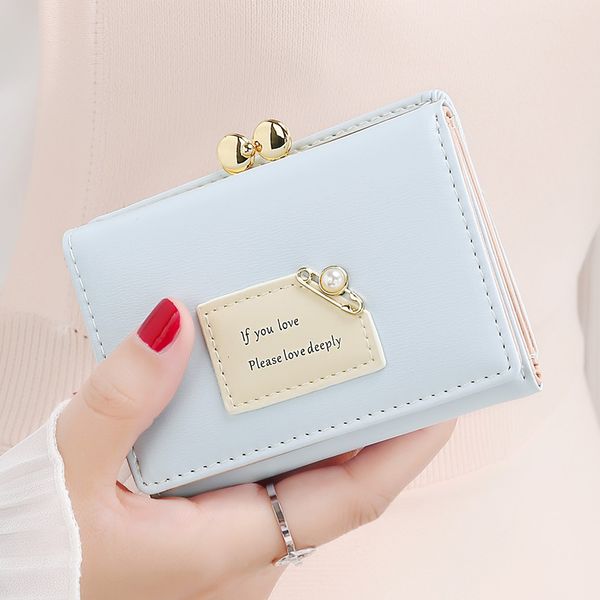

ladies simple female short new student korean version cute wallet multifunctional mini card bag small purse coin purse, Red;black