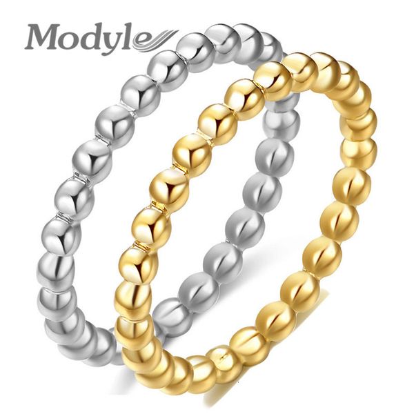 

love ring modyle gold silver color beads water ripple for women simple fashion beaded s stainless steel mini jewelry gift, Slivery;golden