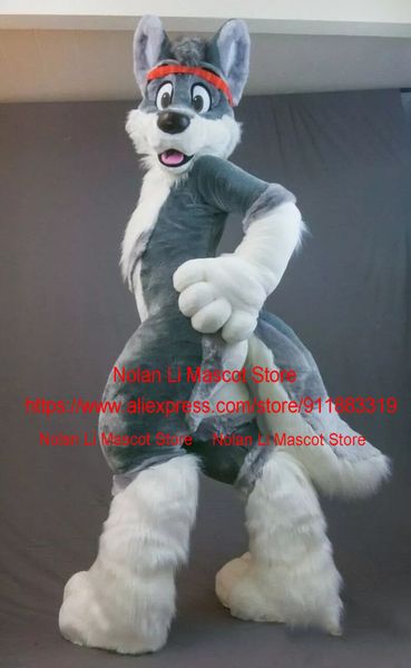 

mascot doll costumegray husky dog fox wolf mascot costume furry set role-playing game fancy dress party christmas size by, Red;yellow