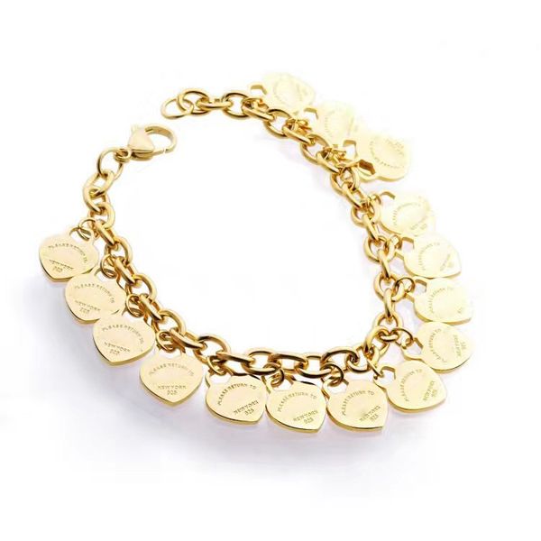 

trend brand titanium steel bracelet 18k gold rose silver heart shaped bracelet for friends party and fashion couple gift, Black
