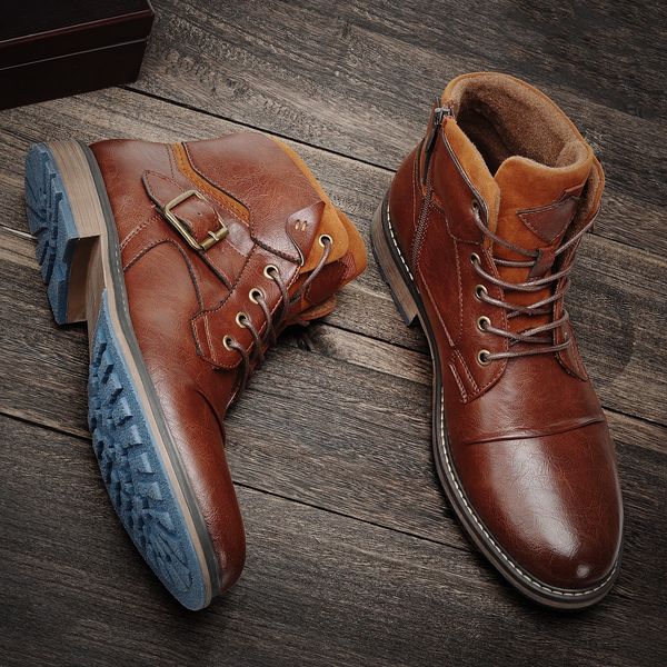 

men boots comfortable fashion casual leather boots #al601c4dress shoes, Black