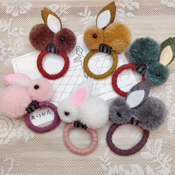 

hair accessories cute fur pom hairpins hairring solid easter clips princess headwear band tie, Slivery;white