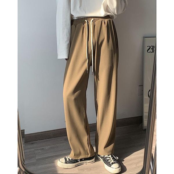 

men's suits & blazers 2021 autumn fashion retro drape wide-leg pants straight loose elastic waist drawstring casual trousers men women, White;black