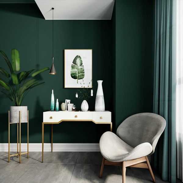 

wallpapers [waterproof and antifouling] turquoise olive green dark wallpaper modern simple non-woven silk plain wild