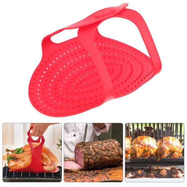 

dishes & plates non-stick silicone sling turkey lifter holder basket baking mat