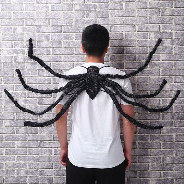 

2021 halloween new cosplay costume women men scary horror fur huge simulation spider insect strap wing stage performance e6qq