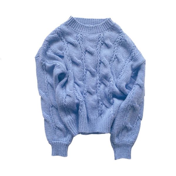 

autumn and winter 2020 new loose lazy style, korean thick stick needle twist pullover women's t-shirt, White;black