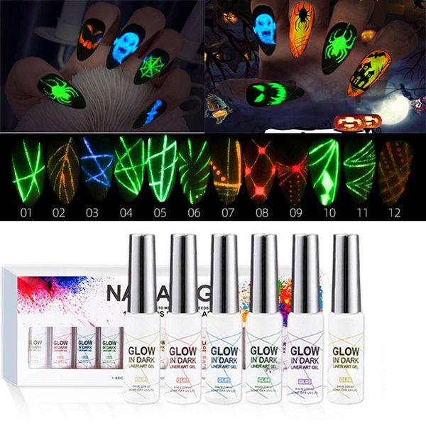 

nail gel halloween glow in the dark liner art 12 color drawing polish painting uv/led semi-permanent varnish for, Red;pink