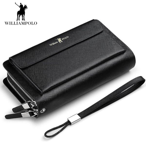 

wallets williampolo genuine cowhide leather men wallet zipper magic portomonee anti-thief compact card male purse, Red;black