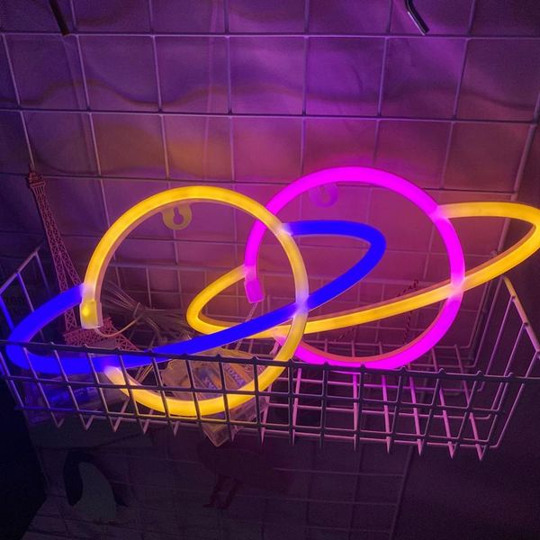 

party decoration home decor led neon lamp elliptical planet sign battery christmas lights wall light room lighting ornament