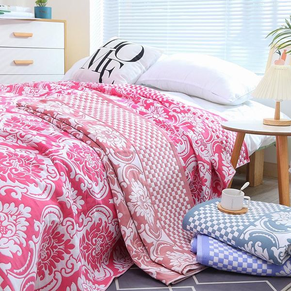 

blankets thin european floral cotton blanket for bed sofa throws towel knit double bedspread summer quilt thread