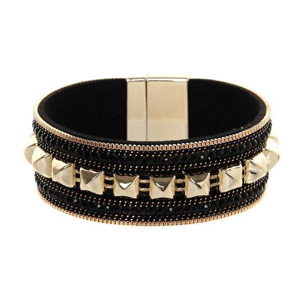

popular bracelet bohemian rivet chain wide edge bracelet, Black