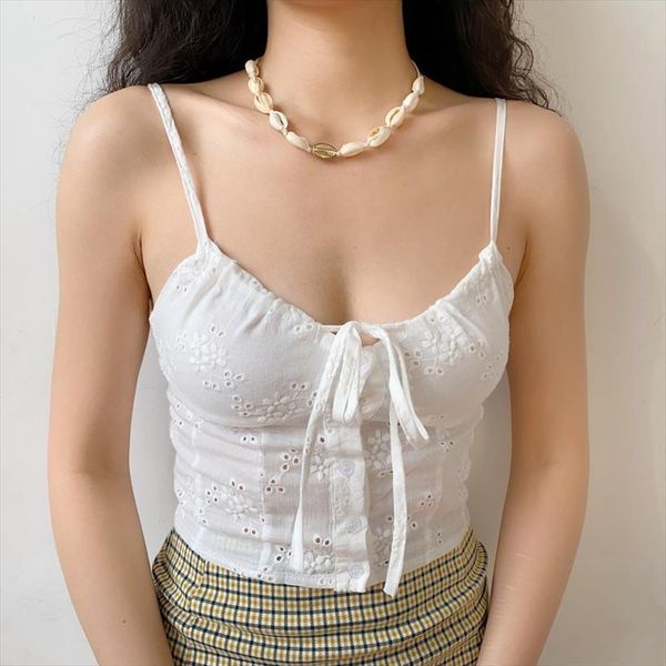 

button through ruched womens cami with lace and embroidery detaili, White