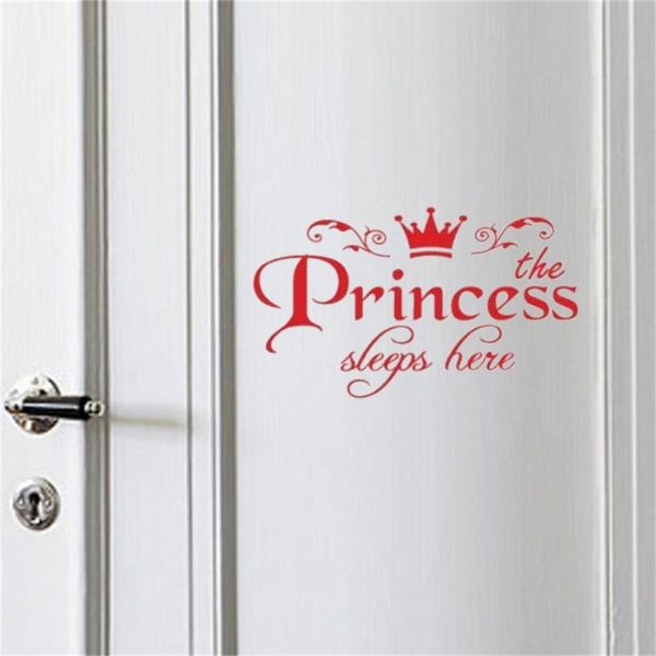 

wall stickers removable princess sleeps here murals art door decals home girls kids room bedroom dorm decor poster dw6452