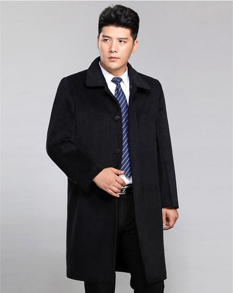 

2021 new cashmere fox fur men's collar mens jackets winter long overcoat men thick wool coat jacket man abrigo hombre wxf526 f5vw, Black