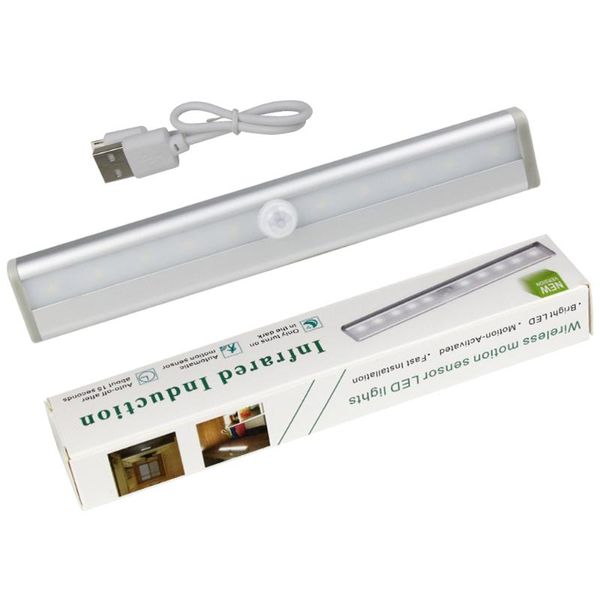

cabinet light led wardrobe usb rechargeable with pir motion sensor lights white/warm white for closet stair lighting