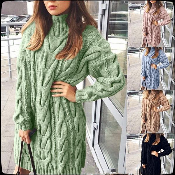 

sweater dress women high colar long sleeve pure color knitted pullover autumn winter casual oversize sweaters female pullovers, Black;gray