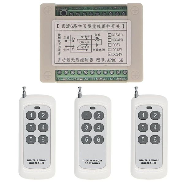 

smart home control 500m high power 10a relay dc 12v 24v 6 ch 6ch wireless rf remote switch transmitter & receiver,315 / 433 mhz