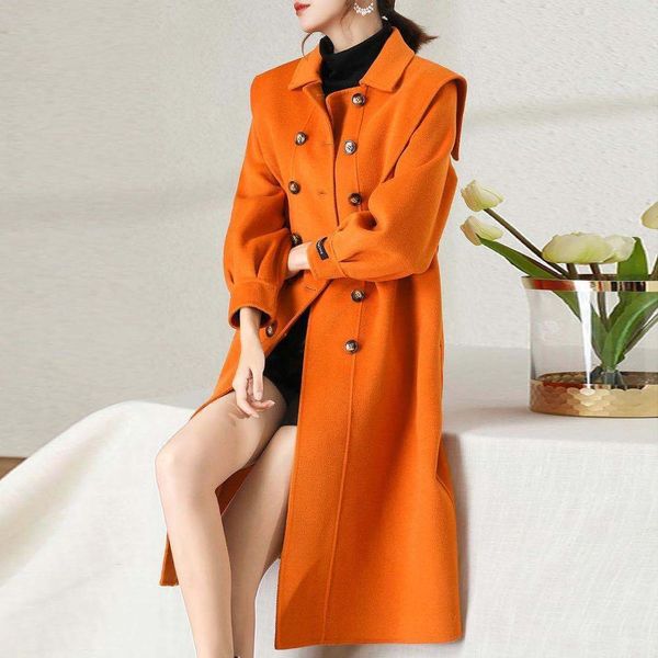 

winter womens coat plus thick oversize big turndown collar woolen overcoat hight quality female camel wool coat plus size, Tan;black