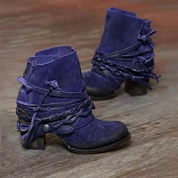 

back zipper wind autumn winter 2021 high heel woven strap boots, Black