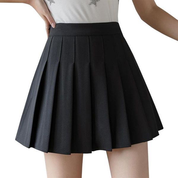

skirts women's pleated summer korean high waist autumn winter anti light wrinkle black a-line skirt