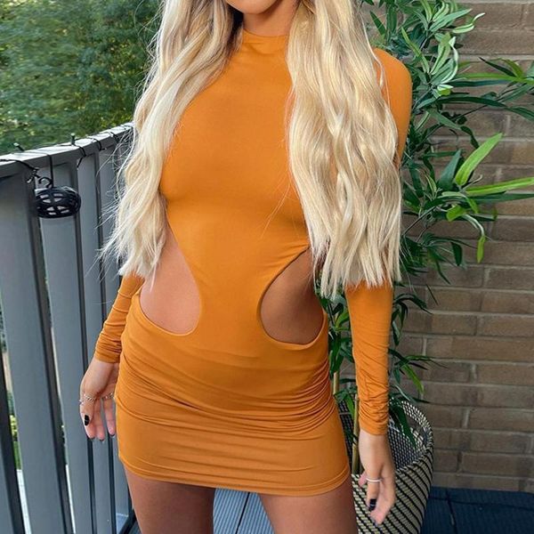 

casual dresses omsj lady back zipper cut out spring autumn solid dress for women daily fashion bodycon package hip mini streetwear, Black;gray