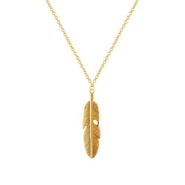 

pendant necklaces 1pc jewelry simple fashion bohemian style retro clavicle chain feather tassel shape necklace, Silver