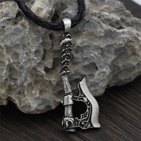 

pendant necklaces norse viking retro jewelry axe leather rope stainless steel necklace men's accessories amulet punk vintage women&#039, Silver