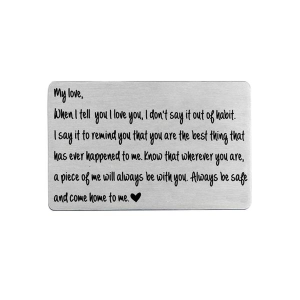 

rectangle for husband wife groom bride mini love note couple wallet insert card valentines day stainless steel anniversary gifts wallets, Red;black